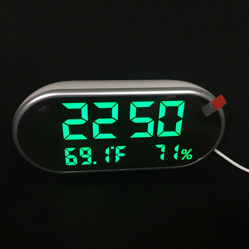 Dual USB Digital Setting Charging Temperature Moisture Meter Mirror LED Alarm Clock