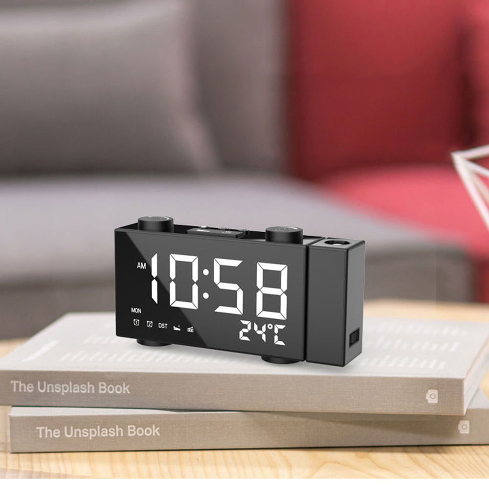 FM Radio Projection Alarm Clock With Digital Display USB Charging Electronic Clock With Temperature Display