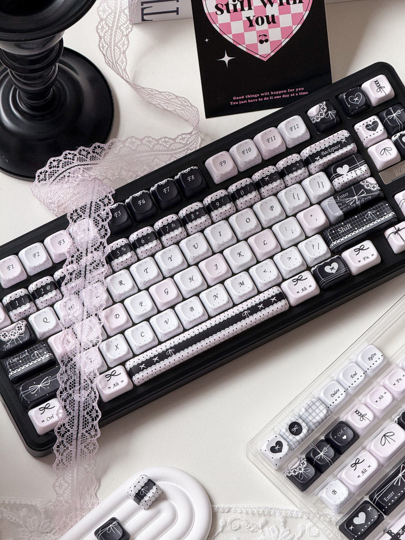 Handwritten-style Blue And Black Keycaps For Mechanical Keyboards FOA Profile Sublimated On All Five Sides