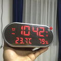 Dual USB Digital Setting Charging Temperature Moisture Meter Mirror LED Alarm Clock
