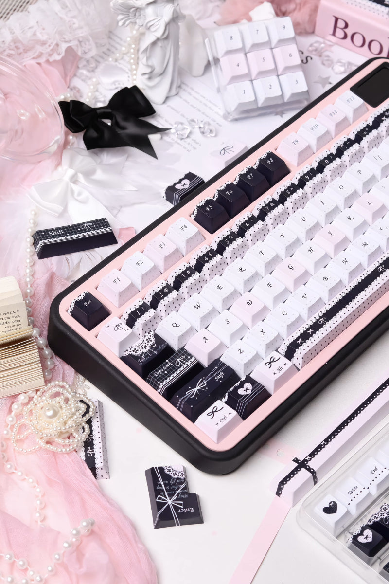 Handwritten-style Blue And Black Keycaps For Mechanical Keyboards FOA Profile Sublimated On All Five Sides